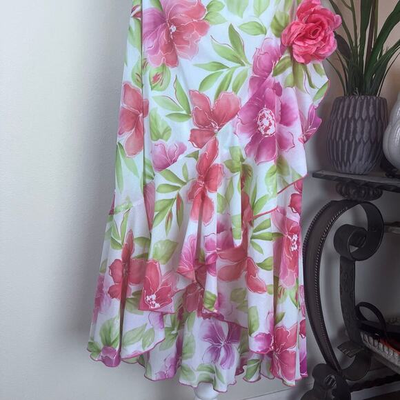 Vtg Y2K Fairycore Halter Pink Chiffon Midi Dress Asymmetrical Ruffled S 2000s - Picture 5 of 9